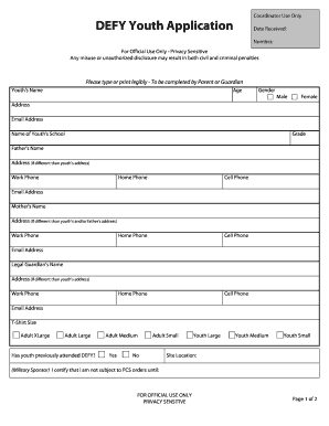 DEFY Youth Application Form