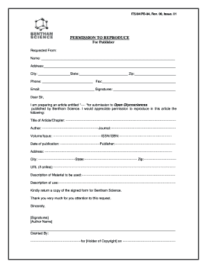 Permission to Reproduce Form