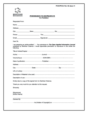 Permission to Reproduce Form