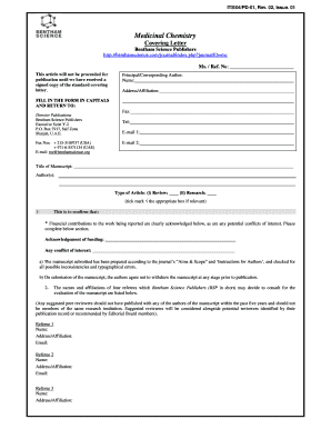 Medicinal Chemistry Covering Letter