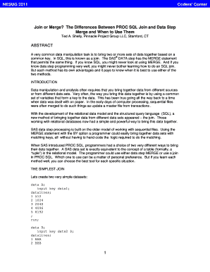 Fillable Online The Differences Between PROC SQL Join and Data Step ...