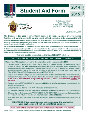 2014-2015 Student Aid Form