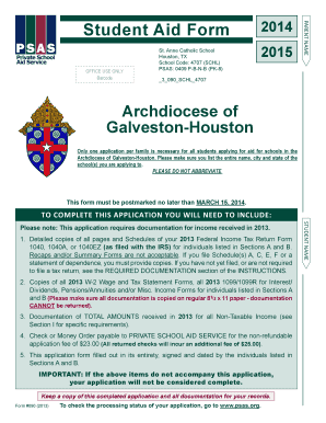 Student Aid Form 2014