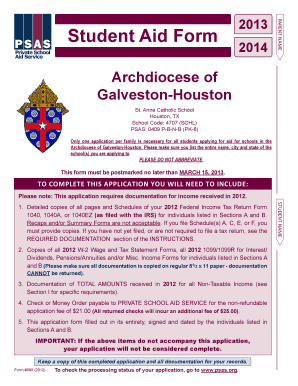 2013-2014 Student Aid Form