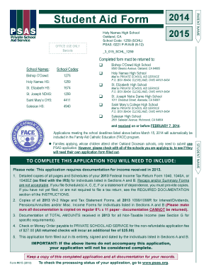 Student Aid Form 2014