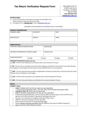 Tax Return Verification Request Form