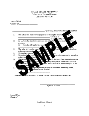 Utah Small Estate Affidavit