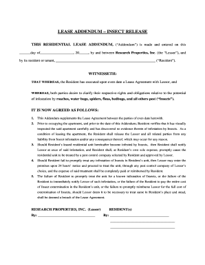 Residential Lease Addendum - Insect Release