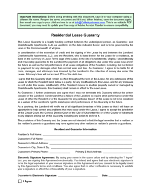 Residential Lease Guaranty