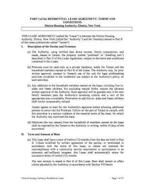 Elmira Housing Authority Residential Lease Agreement