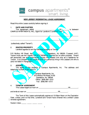 New Jersey Residential Lease Agreement