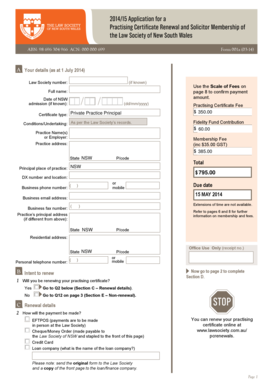 2014/15 Practising Certificate Renewal Application