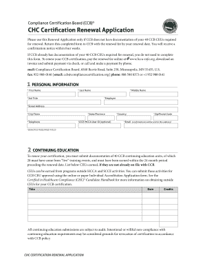 CHC Certification Renewal Application