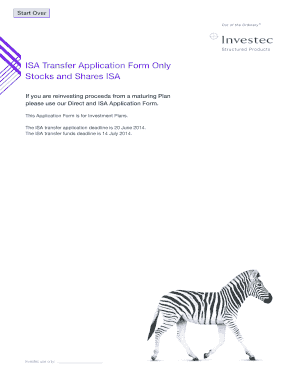 UK Stocks and Shares ISA Transfer Application Form