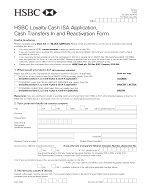 HSBC Loyalty Cash ISA Application Form