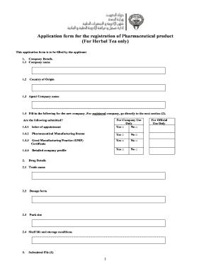 Pharmaceutical Product Registration Application