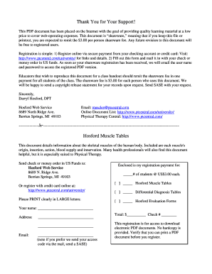 Hosford Muscle Tables Registration Form
