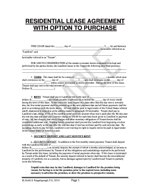 Residential Lease Agreement with Option to Purchase