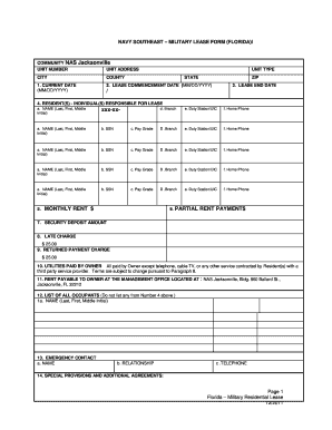 Florida Military Residential Lease