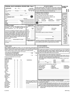 Class 3 Boy Scouts of America Health Form