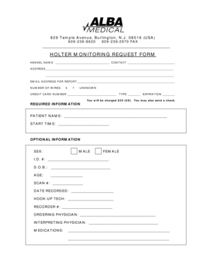 Holter Monitoring Request Form