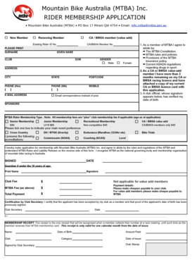 Mountain Bike Australia Rider Membership Application