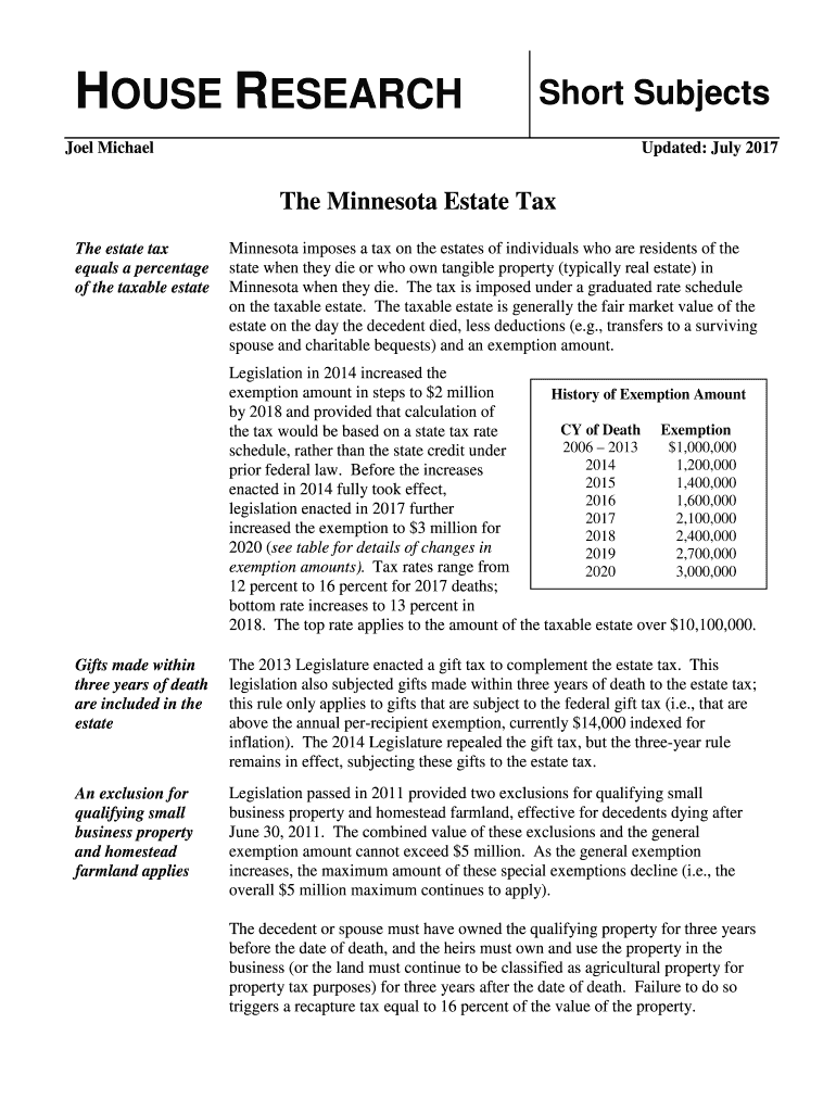 Fillable Online The Minnesota Estate Tax Fax Email Print pdfFiller