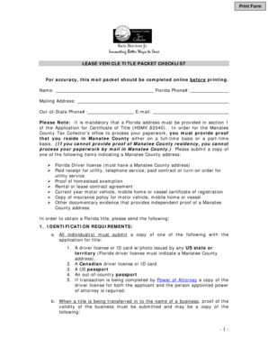 Florida Vehicle Title Application Checklist