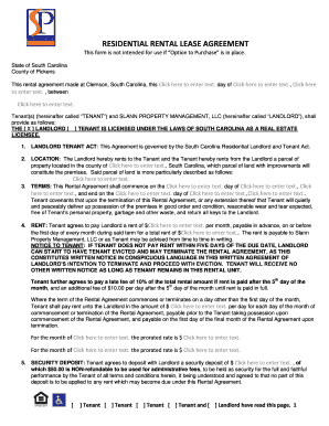 South Carolina Residential Rental Lease Agreement