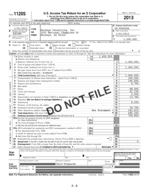 Form 1120S US S Corporation Tax Return