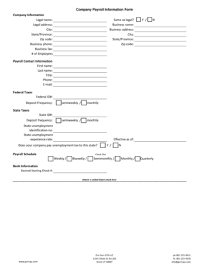 Company Payroll Information Form