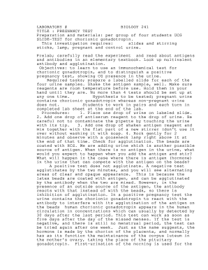 Pregnancy Test Lab Sheet