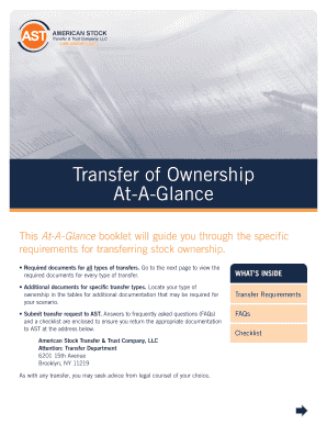 Stock Transfer of Ownership Form