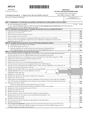 Kentucky Tax on Lump-Sum Distributions Form 4972-K
