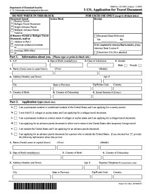 USCIS I-131 Application for Travel Document