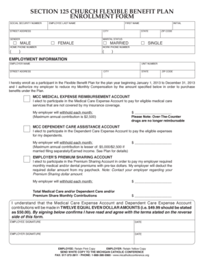 Flexible Benefit Enrollment Form - Michigan Catholic Conference - michcc