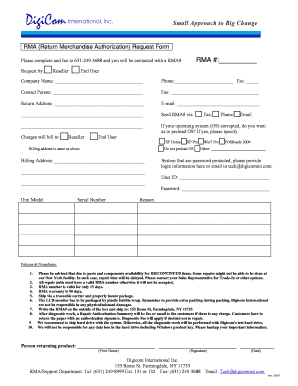 RMA Request Form
