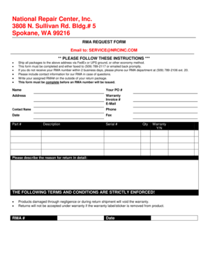 RMA Request Form