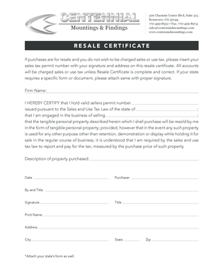 Resale Certificate