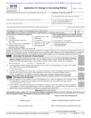 IRS Form 3115 Application for Change in Accounting Method