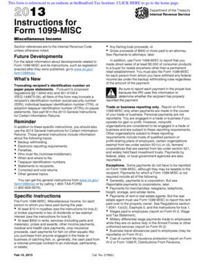 2013 IRS Form 1099-MISC Instructions