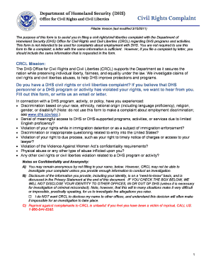 DHS Civil Rights Complaint Form
