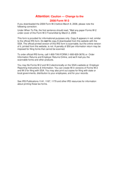 2008 Form W-3 Transmittal of Wage and Tax Statements