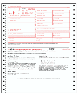 IRS Form W-3 Transmittal of Wage and Tax Statements