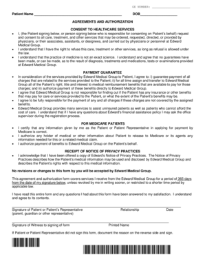 Consent to Healthcare Services and Payment Guarantee