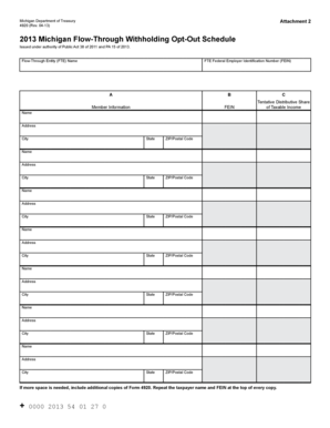 Michigan Flow-Through Withholding Opt-Out Schedule