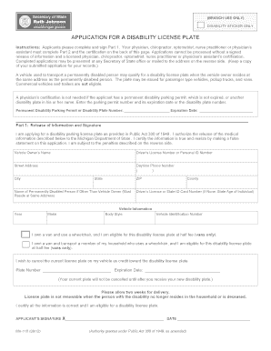 Michigan Disability License Plate Application