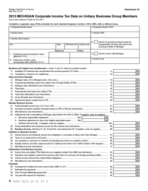 Michigan Corporate Income Tax Data Form
