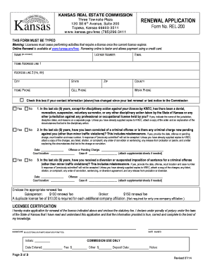 Kansas Real Estate License Renewal Application