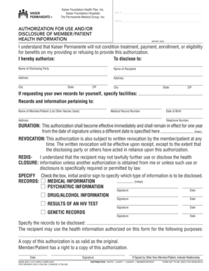 Authorization for Use and Disclosure of Health Information